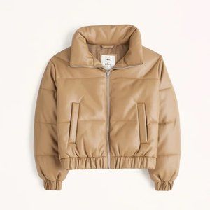 A&F Vegan Leather Ultra Mini Puffer in Brown